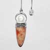 Natural Strawberry Quartz Smooth Tear Drop Pendulum for Healing Pagan Chain and Crystal Ball at end included.